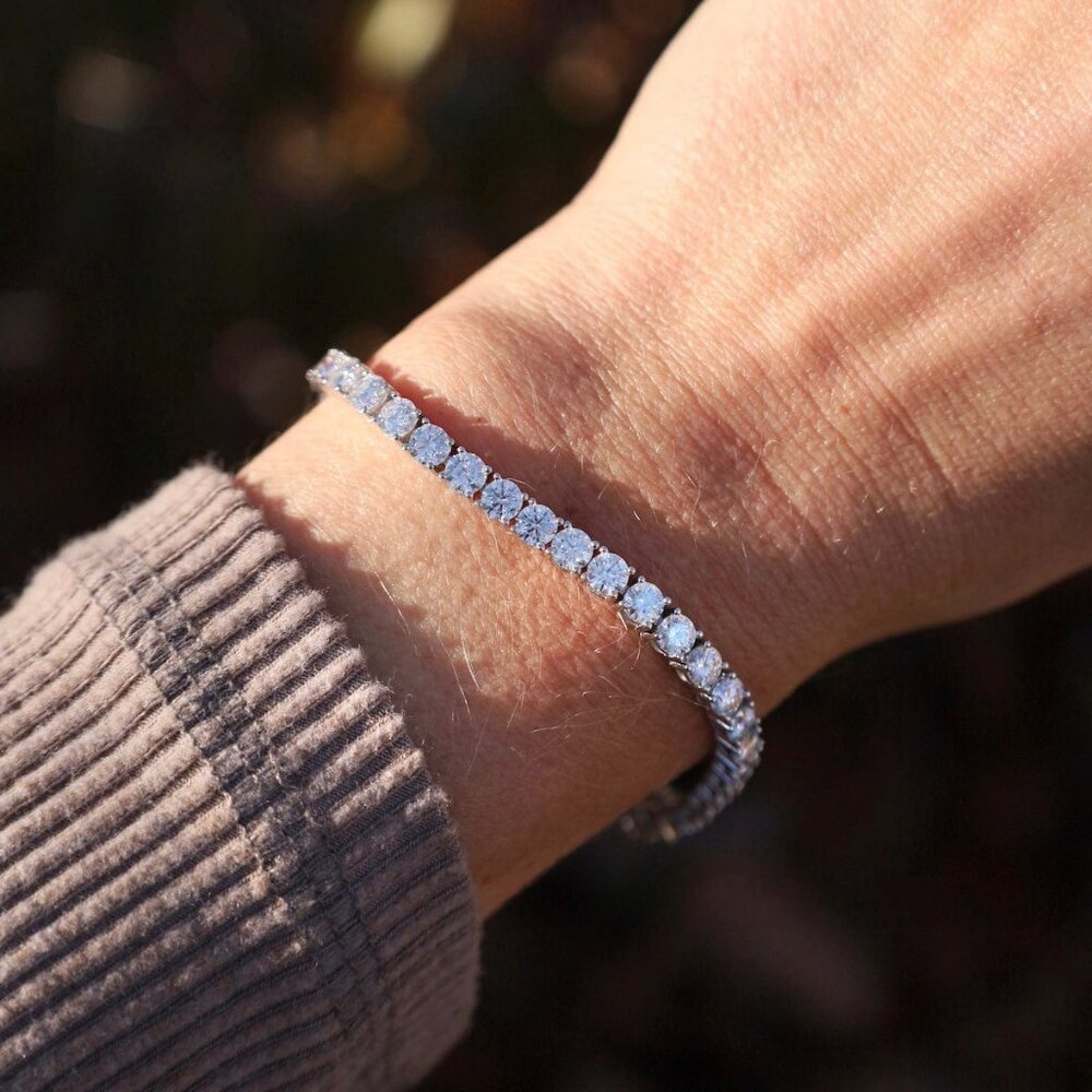 BIG SALE! 4mm Moissanite Tennis Bracelet S925 SILVER GRA Cert Pass Tester